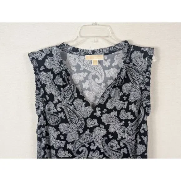 Michael Kors Paisley Print Sleeveless Dress Navy Blue Women's Size 2X - Picture 2 of 10